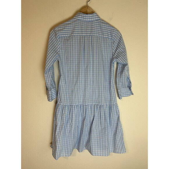 The Shirt Rochelle Behrens S Drop Waist Dress Blue Checkered Plaid Mini Puff - Picture 3 of 6
